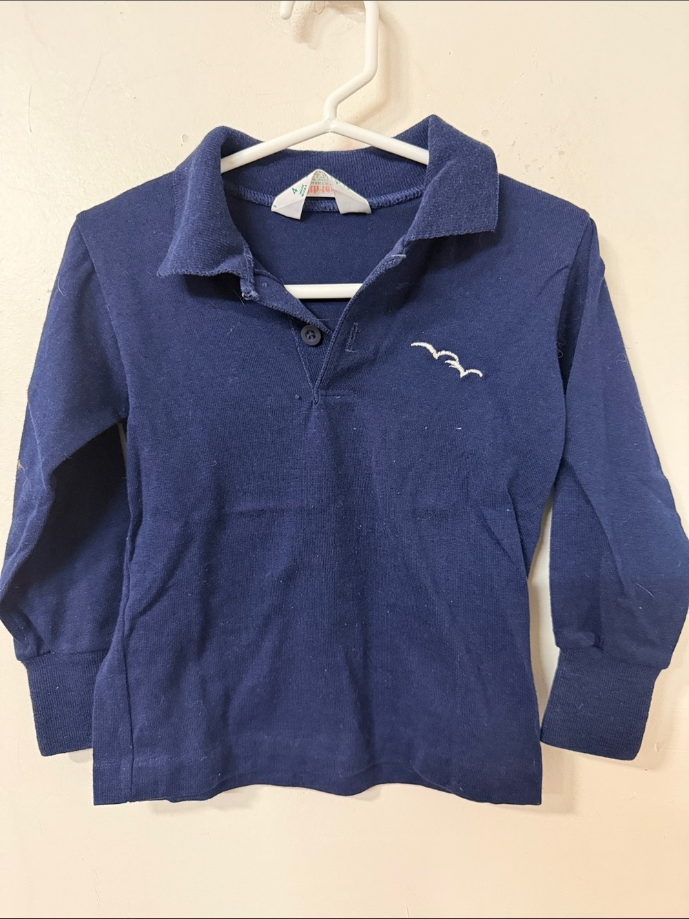 Long Sleeve Navy Polo Shirt for Kids - Unbranded 1970’s